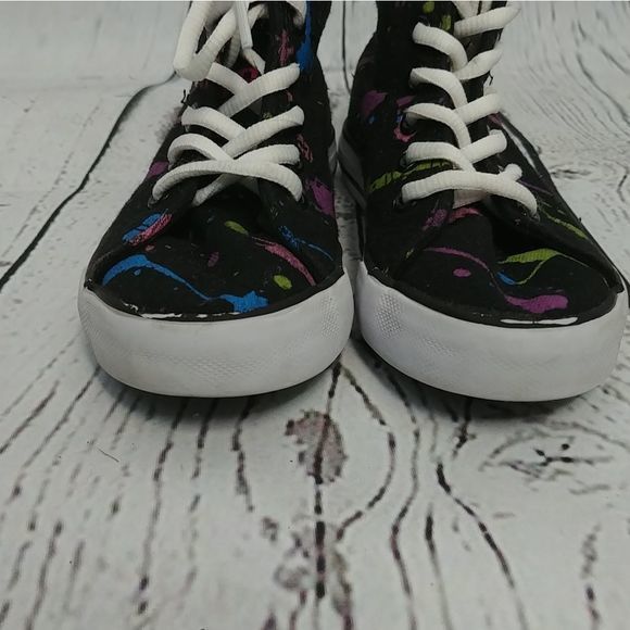 Gotta Flurt Black Paint Splatter High Top Sneakers - Picture 4 of 10